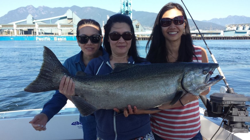 Girls fishing in Vancouver